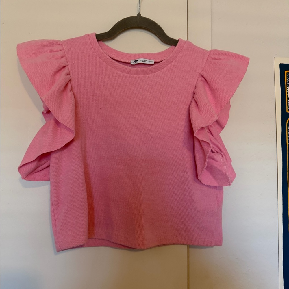 Zara Women’s Pink Ruffle Sleeve Top